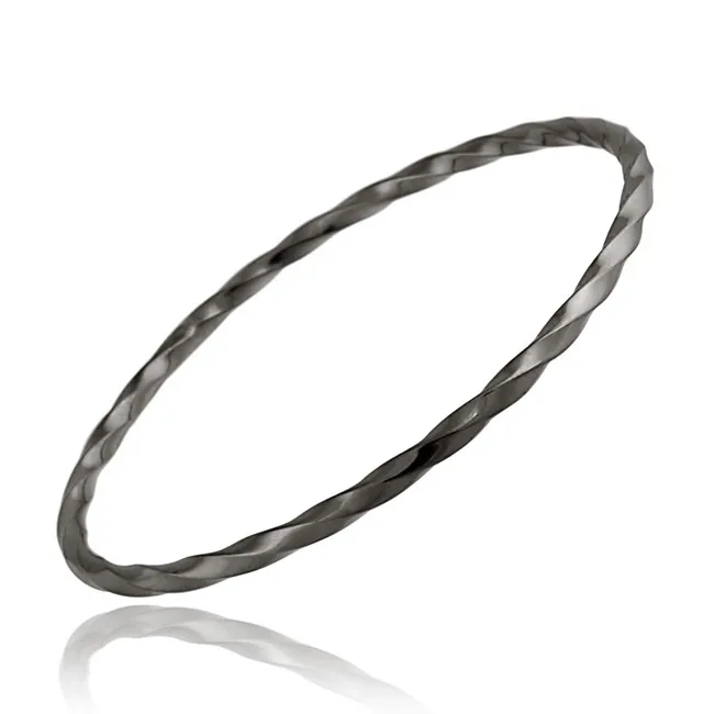 Schwarzes Rhodium Overlay Sterling Silber 3mm Twist Armband