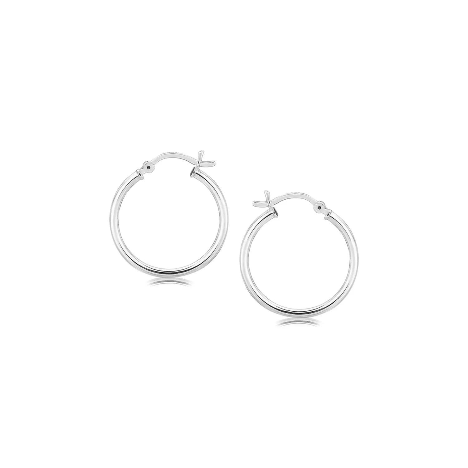 Sterling Silber polierte dünne Hoop-Ohrringe mit Rhodiumplatzierung (2x20mm)