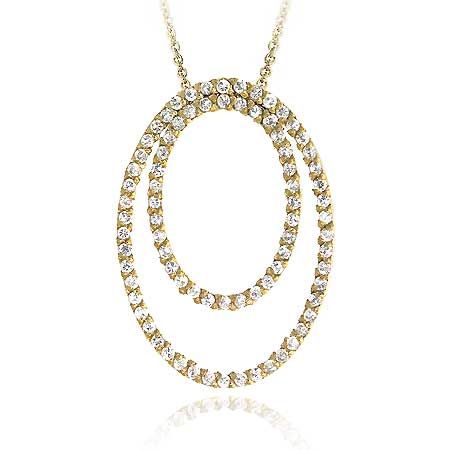 18 Karat Gold über Sterling Silber CZ Doppel Oval Anhänger