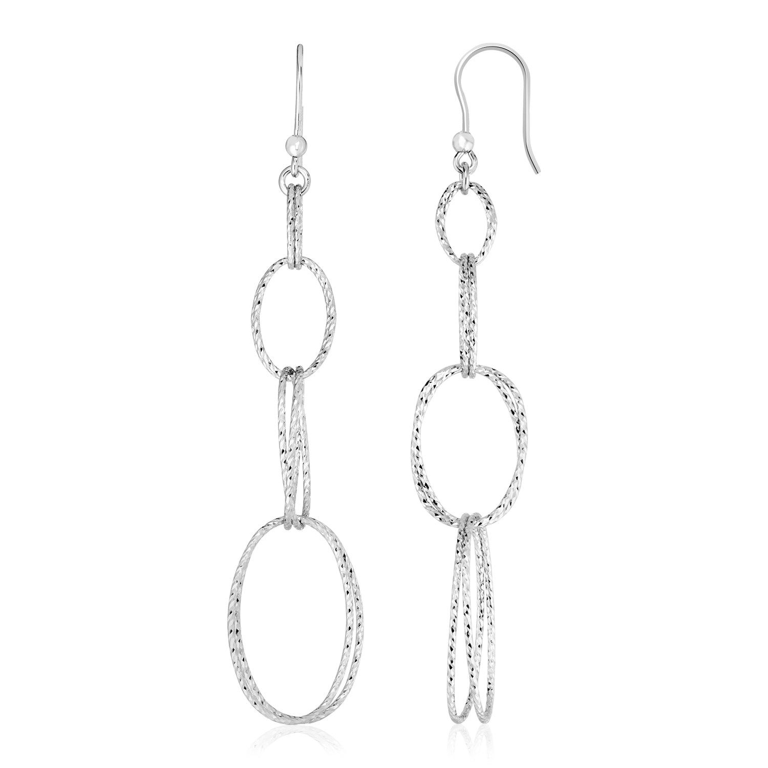 Sterling Silber Textured Interlocking Oval Dangle Ohrringe