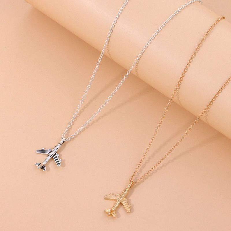 Mode Flugzeug Anhänger Halskette für Frauen Männer Schmuck Silberfarbe Klavicle Kette Flugzeug Choker Trendy Party Daily Gift 2022