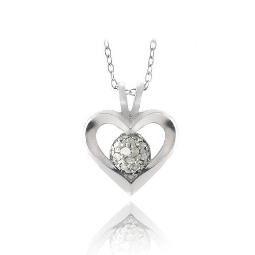 Sterling Silber 1 / 10ct Diamant Open Heart Halskette