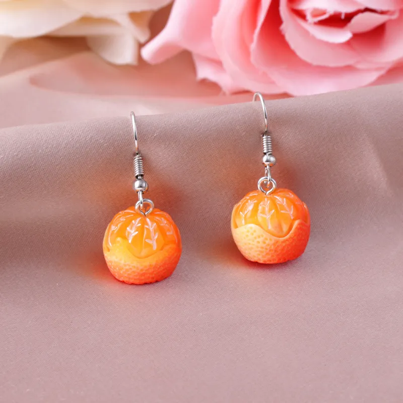 Süße Frucht Simulation Peeling Orange Ohrringe