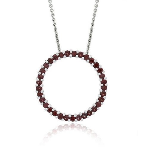 Sterling Silber 1,6ct. TGW Garnet Open Circle Pendant