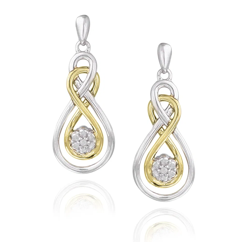 Sterling Silver & Gold Tone Diamond Accent Double Infinity Flower Ohrringe