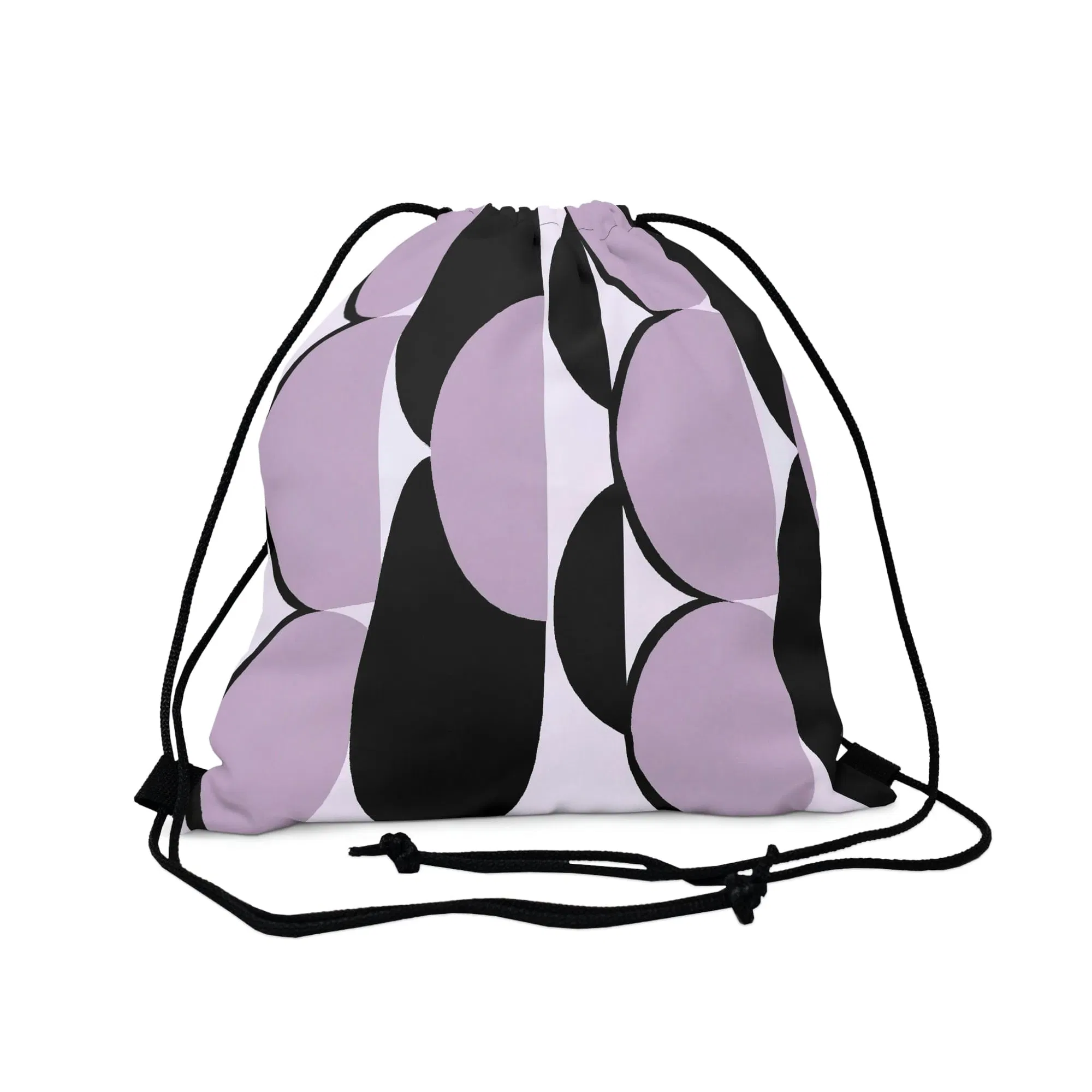 Drawstring Rucksack Tasche - Geometrische Lavendel und schwarzes Muster