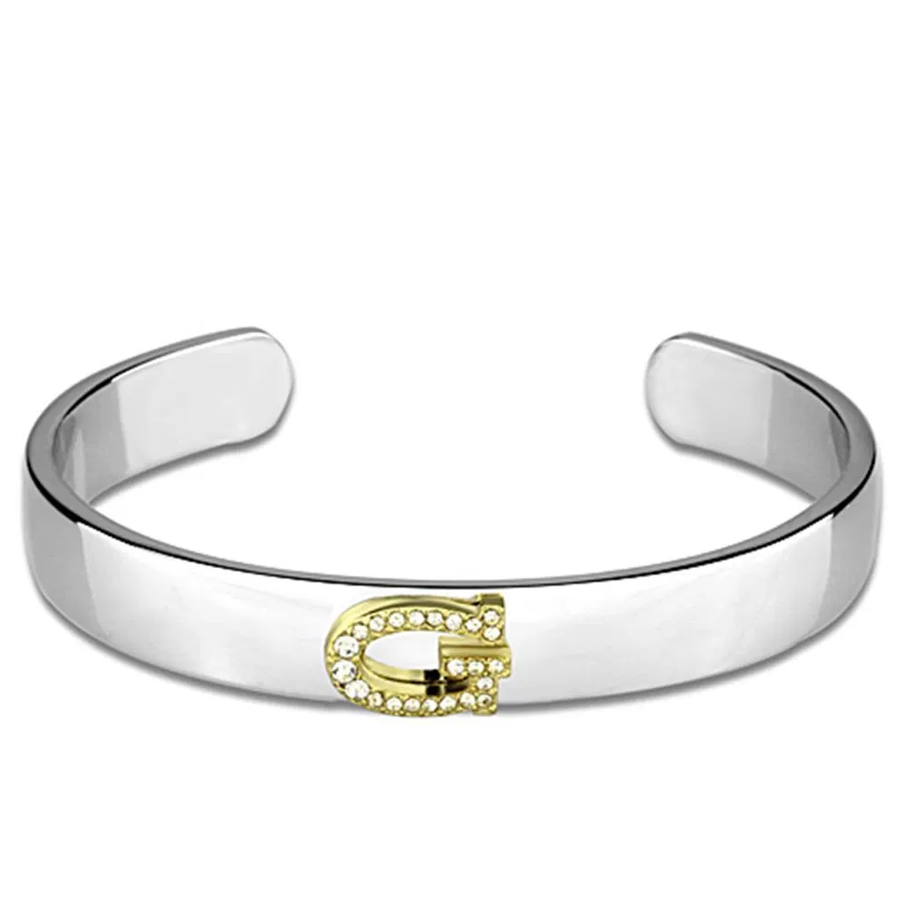 LO3617 - Umkehr Zwei-Ton - Weißmetall Armband mit Top-Grade - Kristall in Clear