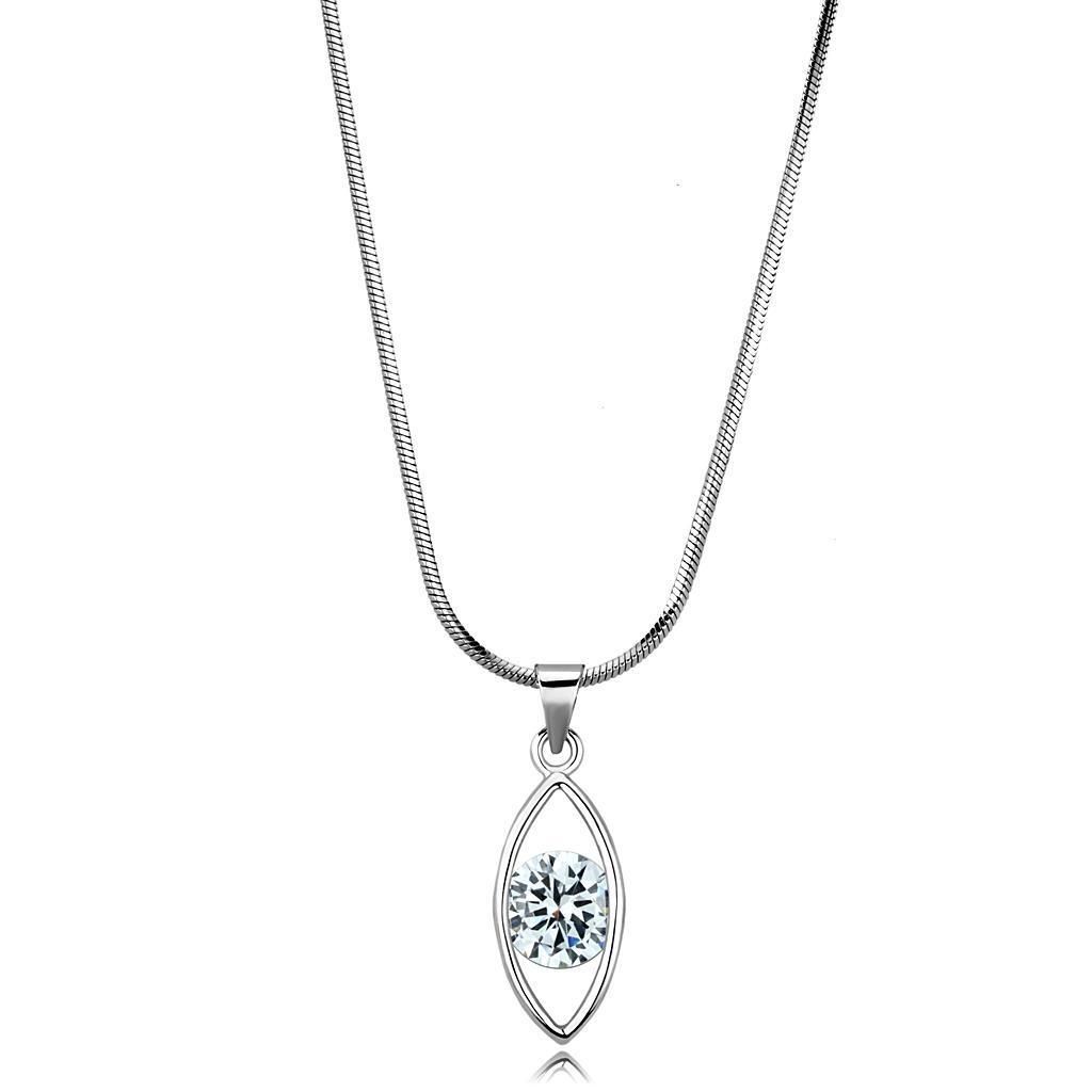 LO4157 - Rhodium-Brass - Kettenhänger mit AAA-Klasse CZ in Clear