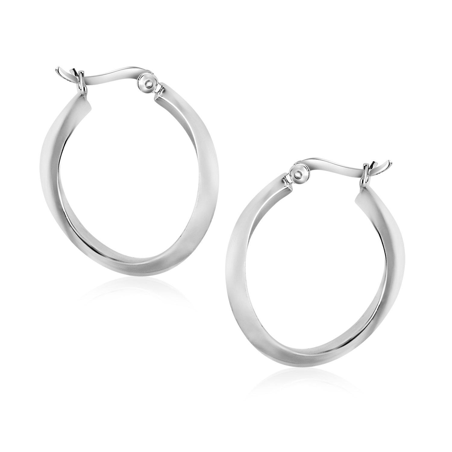 Sterling Silber Twist Design Oval Shape Hoop Ohrringe