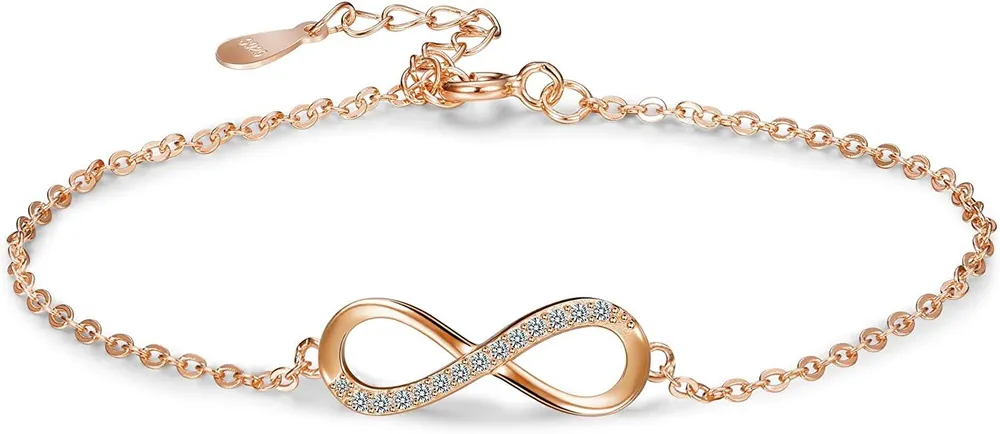 925 Sterling Silber Infinity Armbänder Endlose Liebe verstellbare Kubik Zirkonia Armbänder Geschenke für Frauen Mädchen hypoallergen