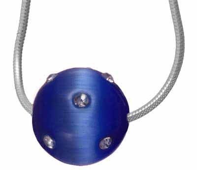 Simulierte Diamant CZ Confetti Light Blue Cats Eye Ball Anhänger