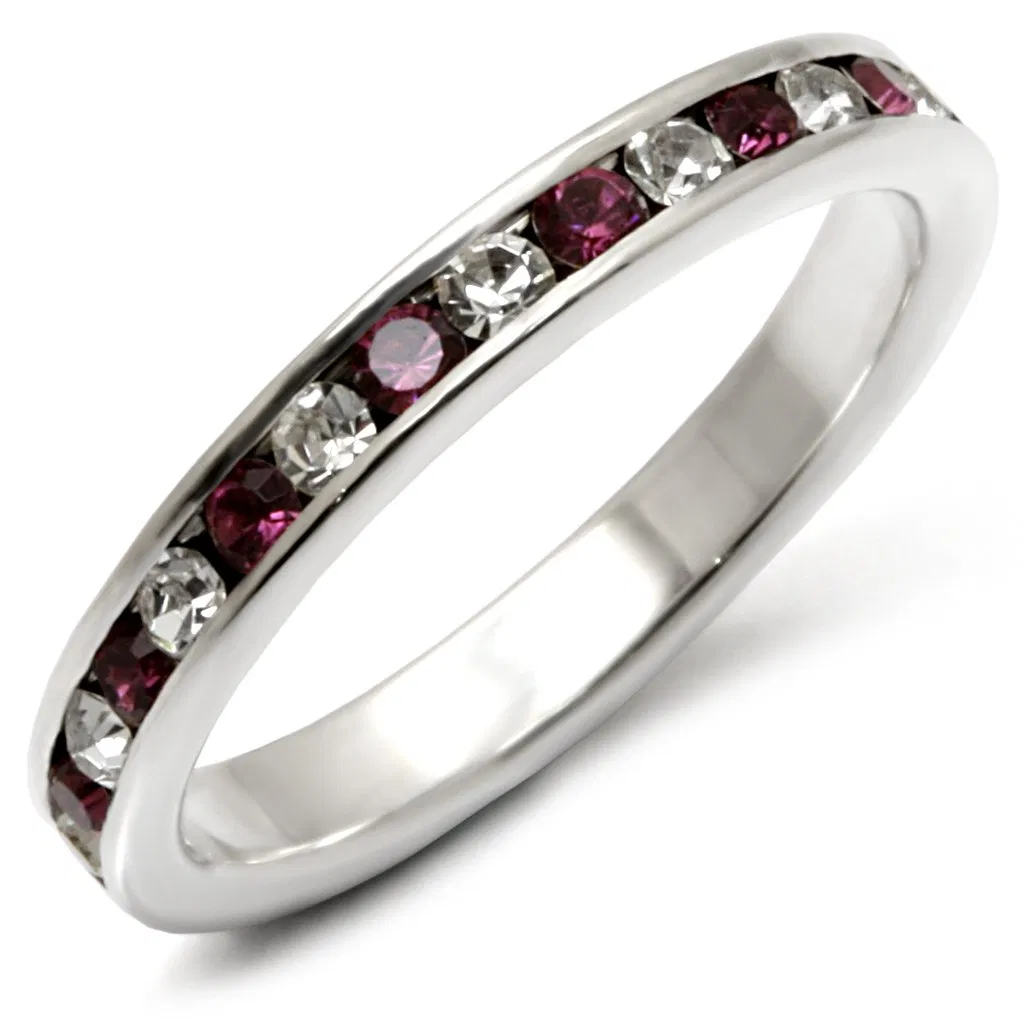 35126 - Hochpolierter 925 Sterling Silberring mit Top-Grade - Kristall in Amethyst