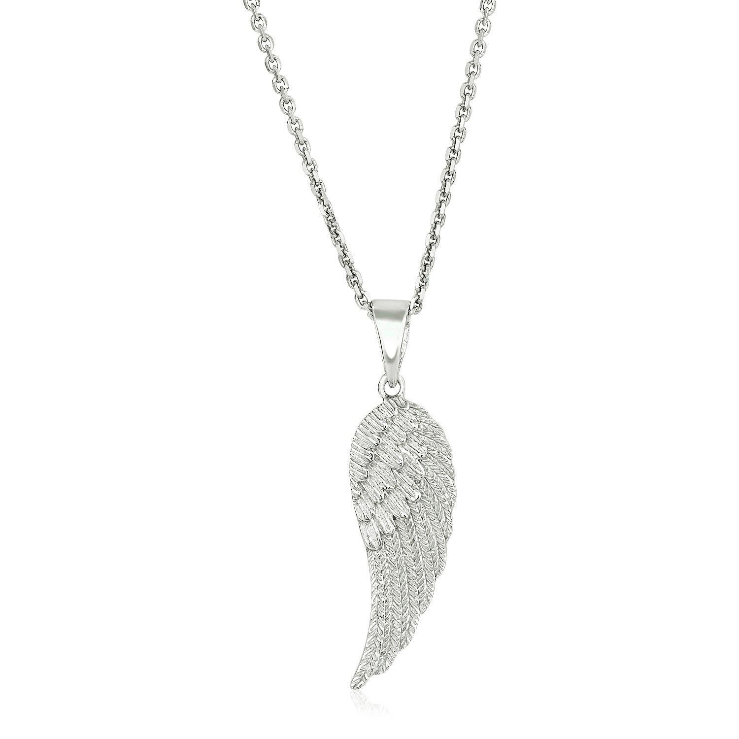 Sterling Silber mit großem texturisierten Angel Wing Anhänger