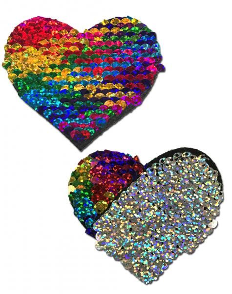 Paste Rainbow& Silber Glitter Herz Nipple Pasties