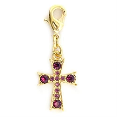 LO231 - Gold-Messing - Anhänger mit Top-Grade - Kristall in Amethyst