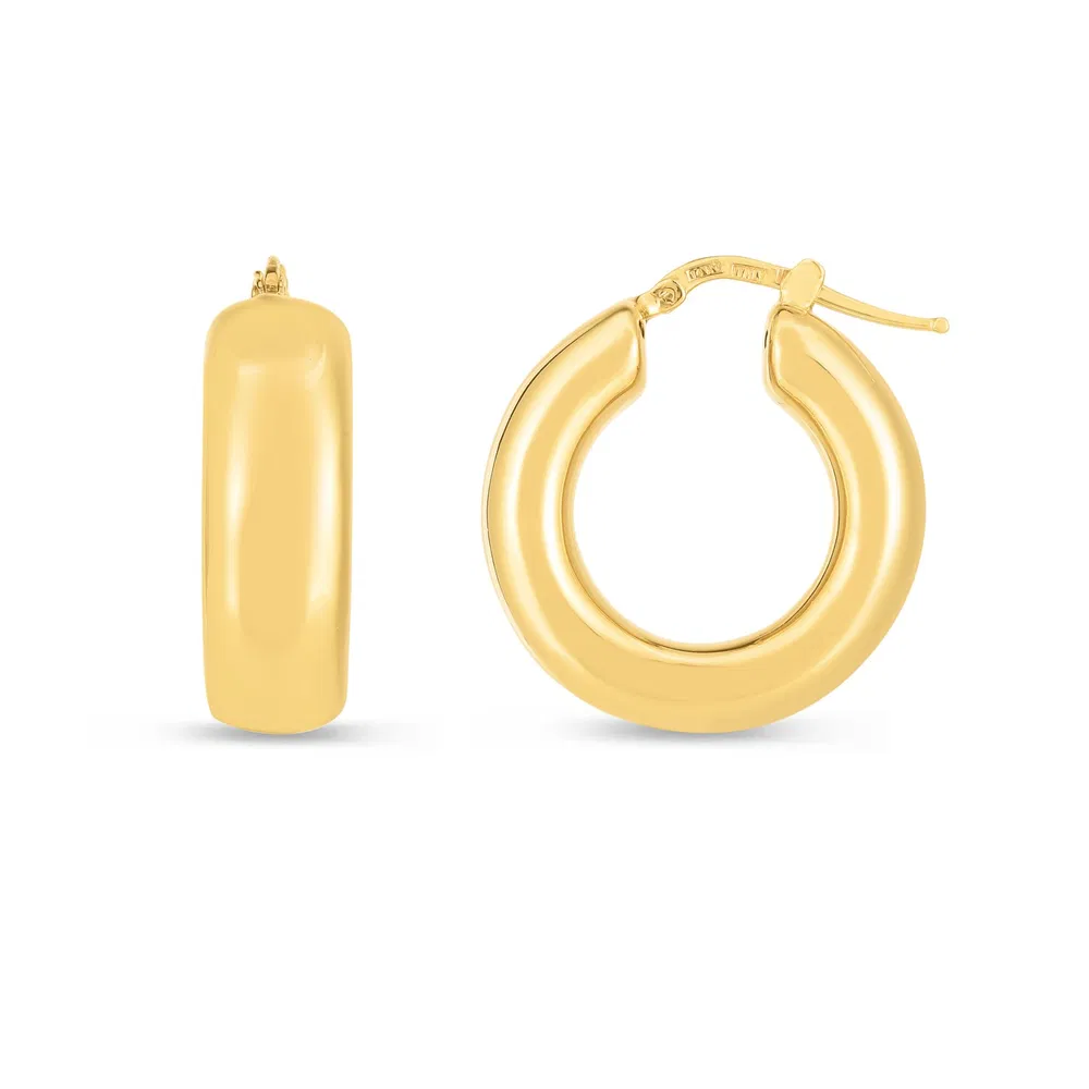 14 Karat Gelbgold Medium Puffy Hoops