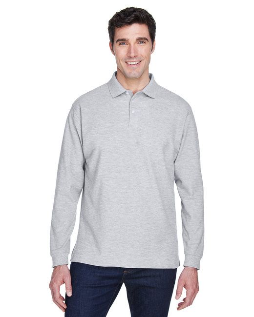 Pima Piqué Long-Sleeve Polo für Männer - BLACK - S