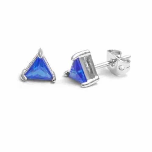 Sterling Silber Tanzanit CZ Dreieck Studs Ohrringe