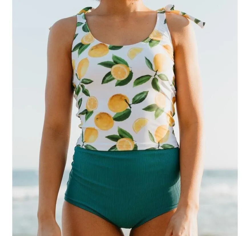 Frucht Print Tankini Top mit Boyshorts Badeanzug