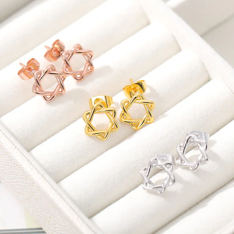 Edelstahl Stud Ohrringe Mode Schmuck Bohemian Hexagonal Star