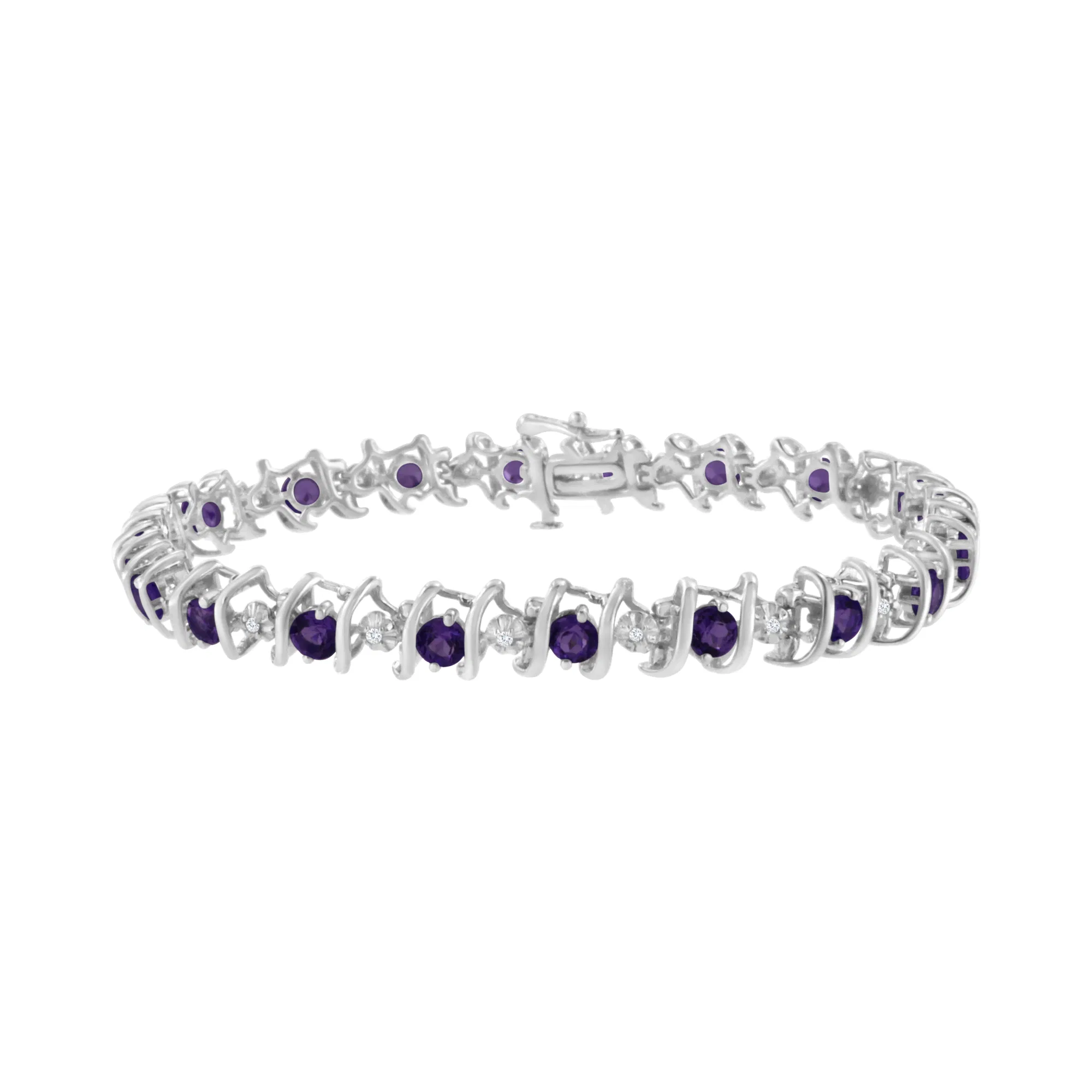 .925 Sterling Silber Lab-Grown Geburtsstein und 1 / 6 Cttw Round Diamond Tennis Armband (H-I Farbe, I1 - I2 Klarheit)