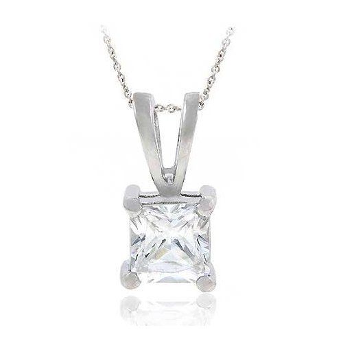 Sterling Silber CZ Quadrat Solitaire Anhänger