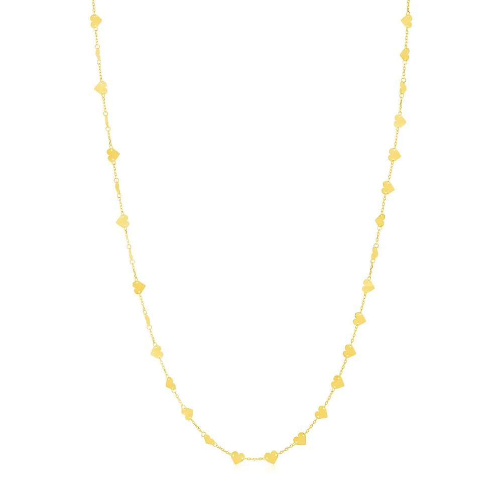 14 Karat Gelbgold lange Spiegel Herzkette Halskette Station