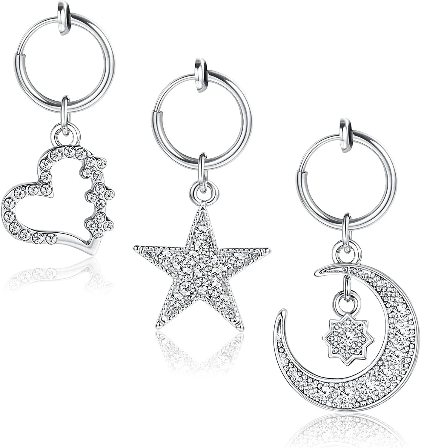 Clip auf Bauchknopf Ringe Falscher Bauchring Edelstahl Falscher Bauch Piercing Falscher Bauchknopf Ring Nicht-Piercing Bauch Clips Zurückziehbare Ohrring Hoops