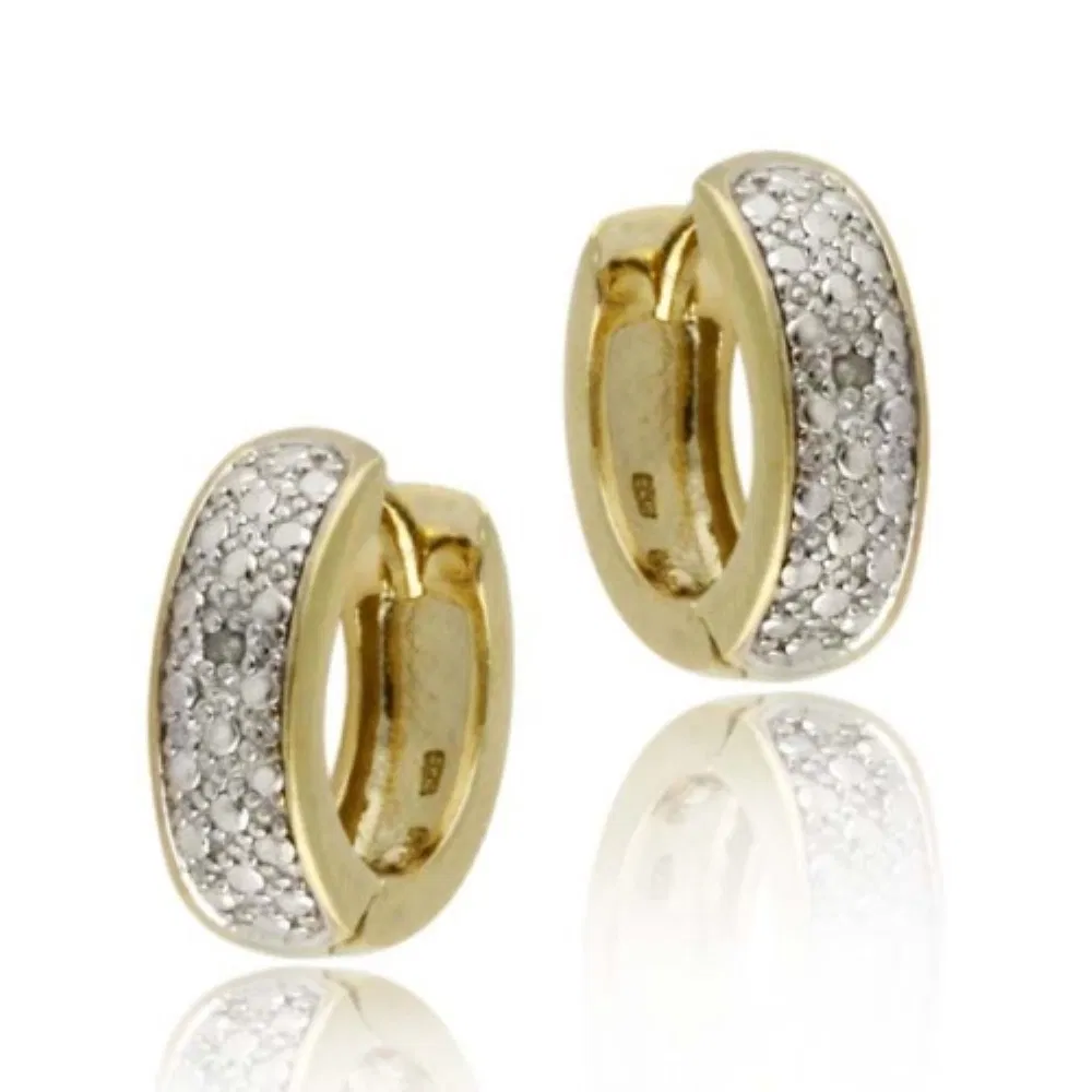 18 Karat Gold über Sterling Silber Diamant Akzent Huggies Hoop Ohrringe