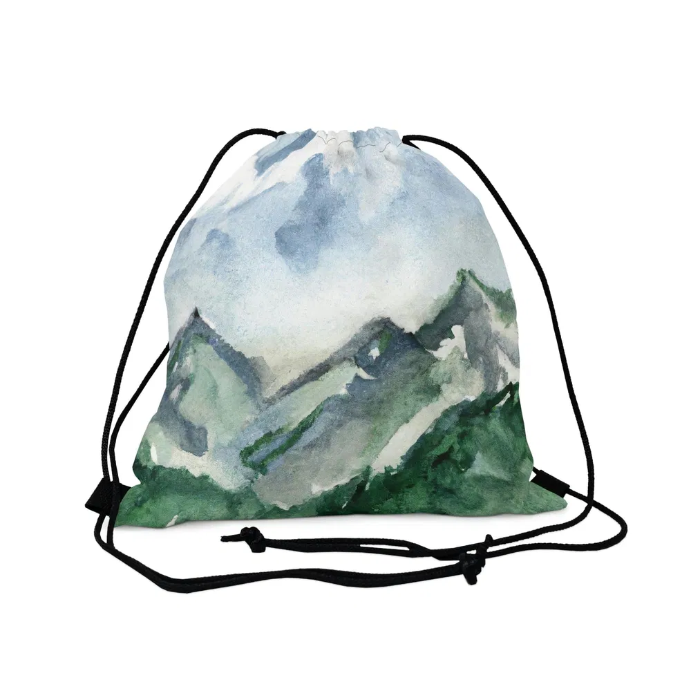 Drawstring Tasche, Grünes Berge Natur Landschaft Blauer Himmel Print