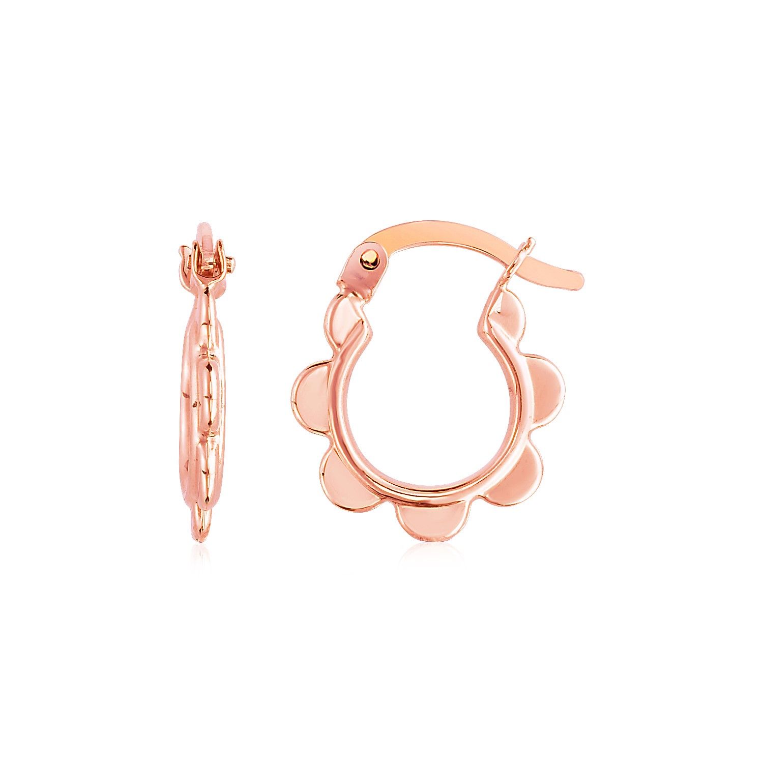 14 Karat Rose Gold Schalloped Hoop Ohrringe