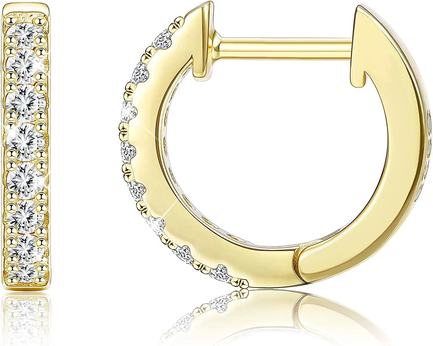 925 Sterling Silber Hoop Ohrringe mit Swarovski Cubic Zirkonia Sparkling Silver Small Huggie Ohrring Set für Frauen Mädchen; Hochzeitstag Mode Schmuck