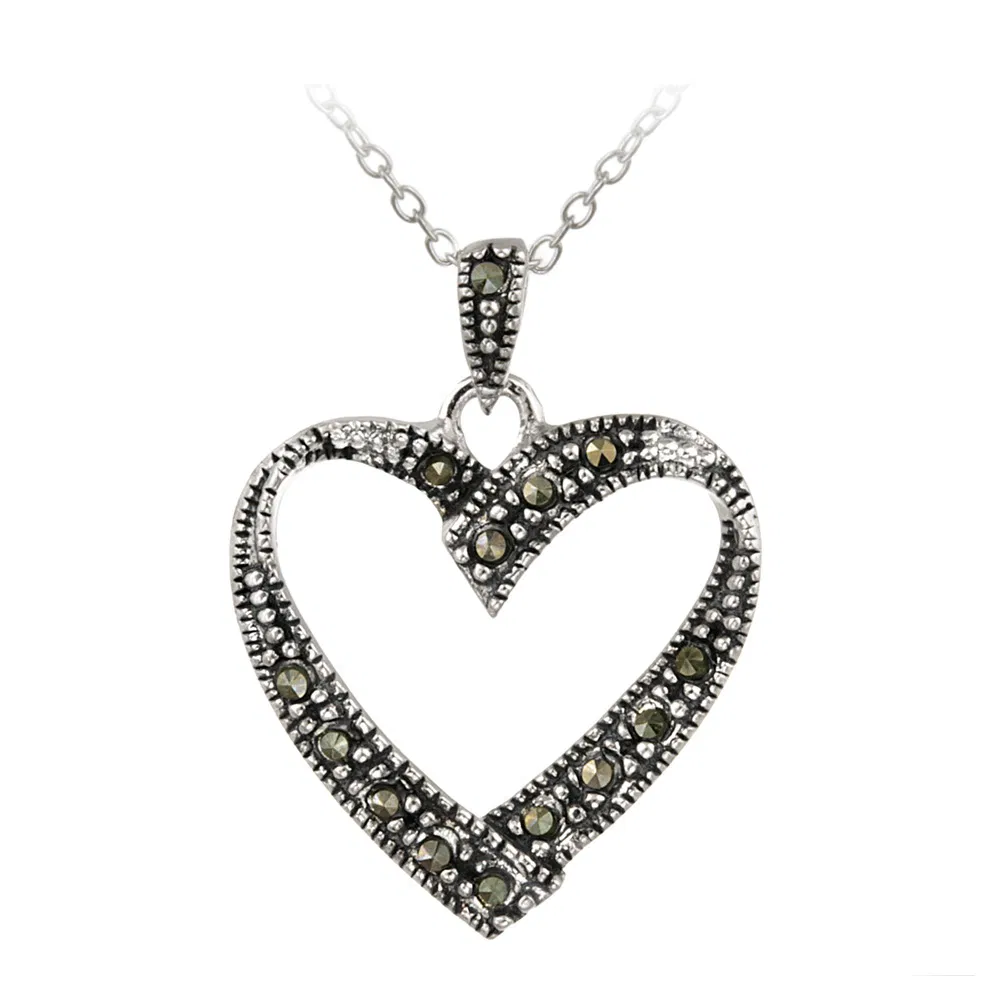 Sterling Silber Marcasite Open Heart Anhänger