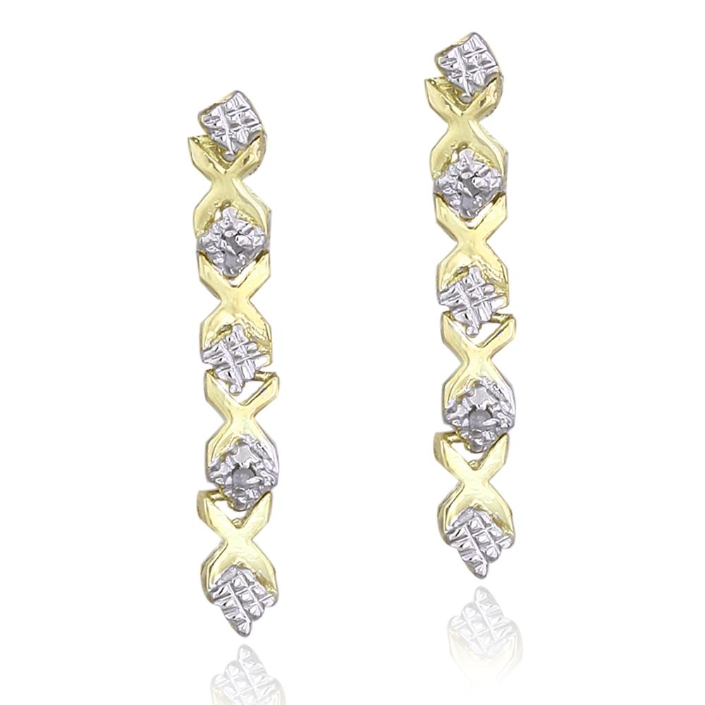18 Karat Gold über Sterling Silber Diamant Akzent Linear Drop Ohrringe