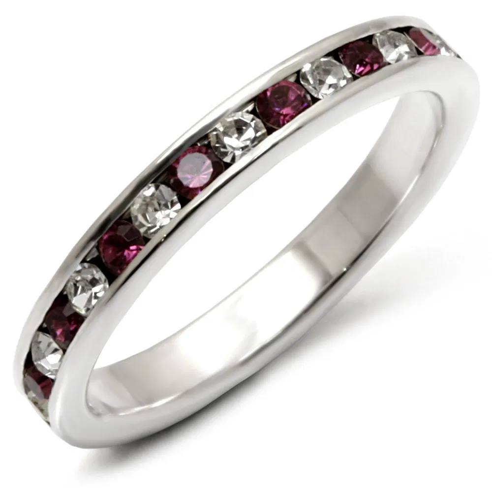 35126 - Hochpolierter 925 Sterling Silberring mit Top-Grade - Kristall in Amethyst