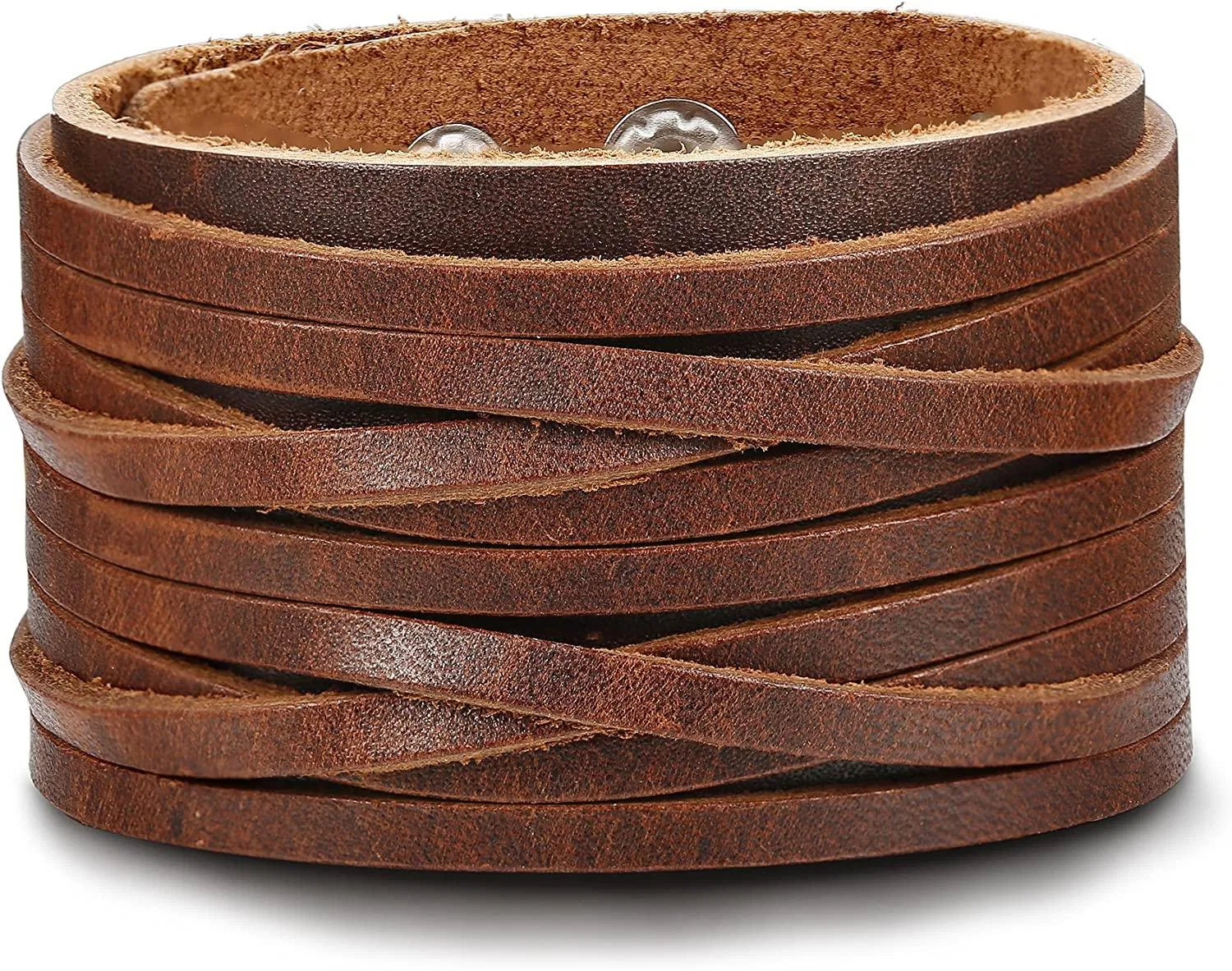 Handgefertigtes echtes Lederarmband verstellbares breites braunes Gürtel Manschetten Armband Punk Armband