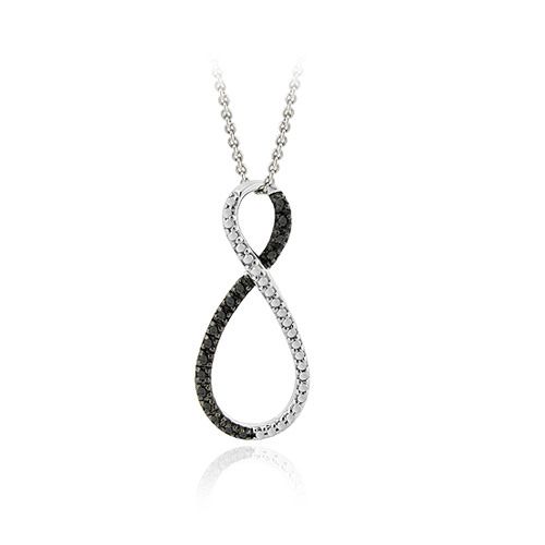 Sterling Silber 1 / 8CT TDW schwarzer Diamant Infinity Anhänger