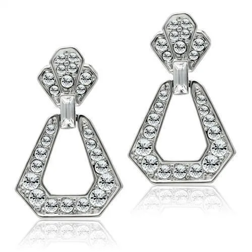 LO1995 - Rhodium-Weißmetall - Ohrringe mit Top-Grade - Kristall in Clear
