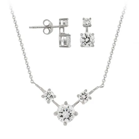 Sterling Silber CZ Halskette & Drop Ohrringe Set