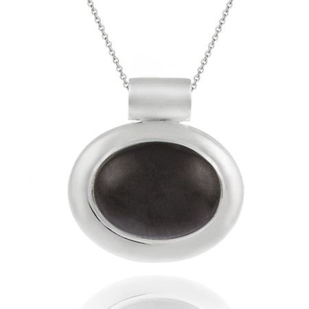 Sterling Silver Bold poliert Hematit Slide / Pendent