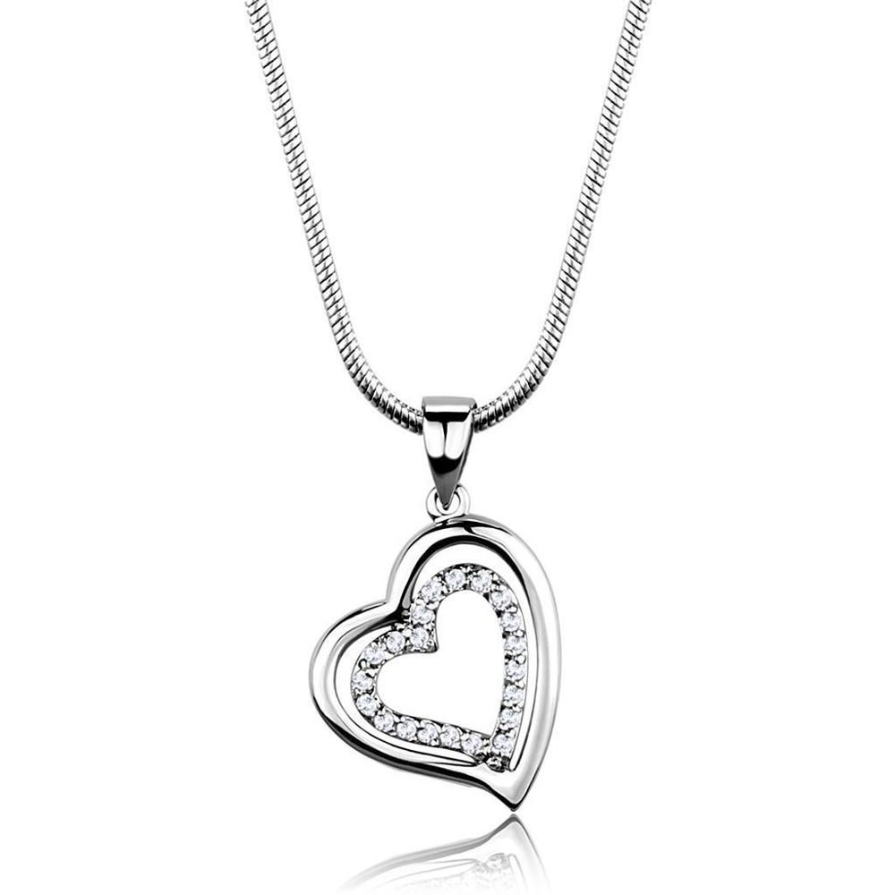 3W841 - Rhodium-Messing - Kette Anhänger mit AAA-Klasse CZ in Clear