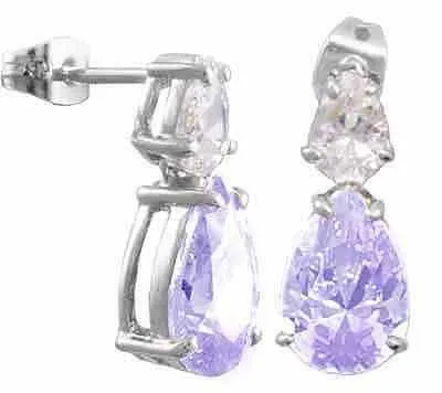 Lavendel Cubic Zirkonia und simulierte Diamant CZ Post Ohrringe
