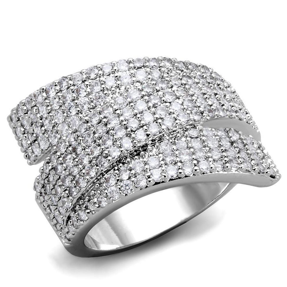 3W883 - Rhodium-Messing - Ring mit AAA-Klasse CZ in Clear