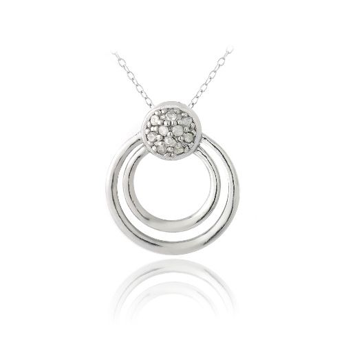 Sterling Silber 1 / 10ct Diamant Doppelkreis Halskette