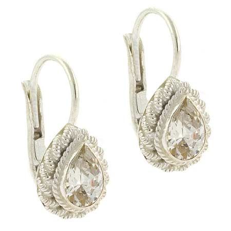 Sterling Silver Diamond cz Teardrop Lever Back LeverBack Ohrringe