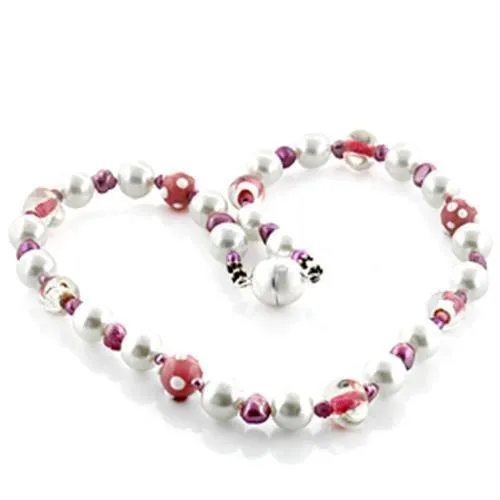 LO746 - Messing-Halsband mit synthetischer Perle in mehreren Farben