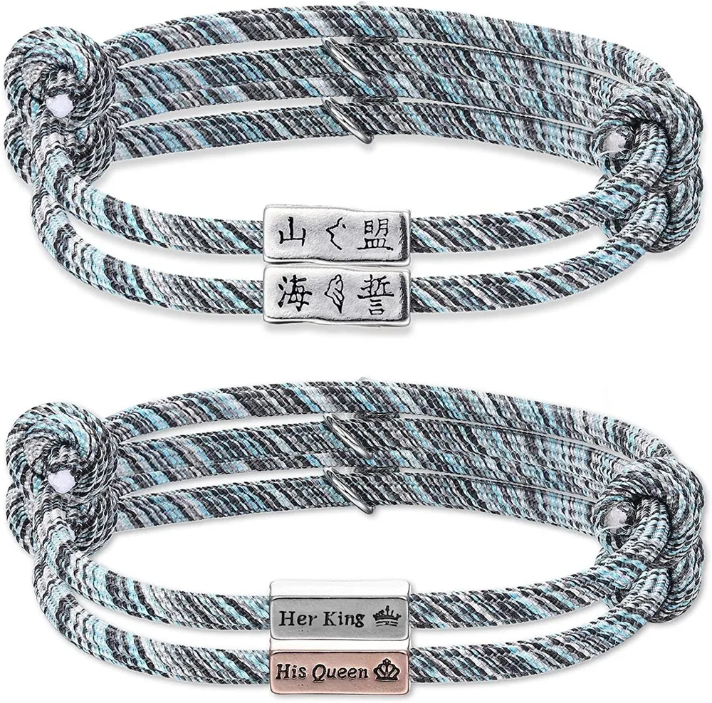 4pcs magnetische Paare Armbänder für Männer Frauen gegenseitige Anziehung Seil geflochten seine und ihre Armbänder Paar