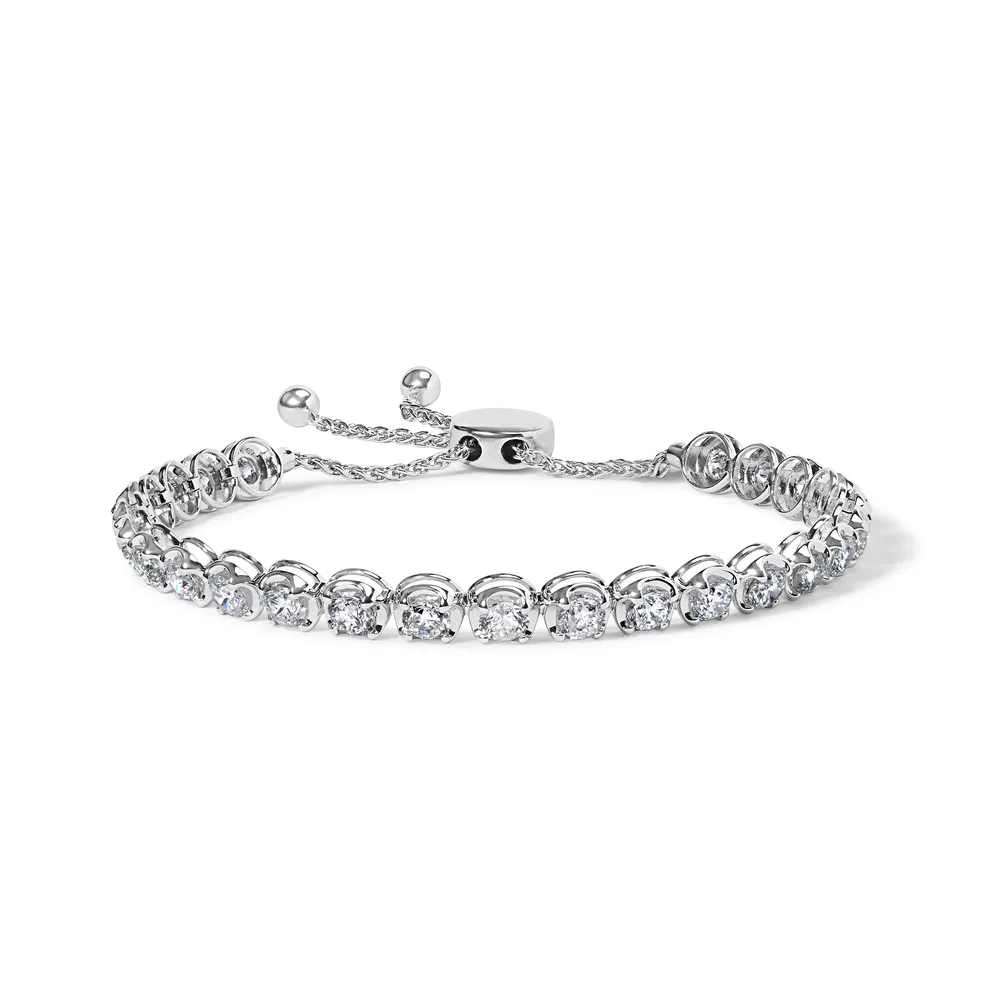 Bolo 14 Karat Weißgold 6,00 Cttw Diamant 4'-10 'Verstellbares Tennis-Armband (I-J - Farbe, I1 - I2 Klarheit)
