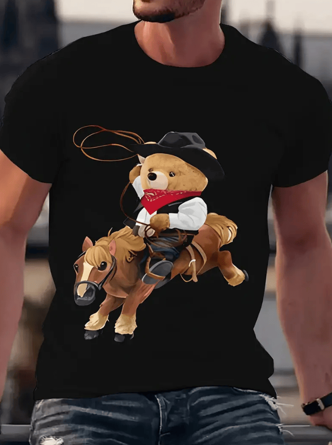 Einzigartiges 3D-gedrucktes T-Shirt für Männer - Weich und atmungsaktiv, bequeme Passform, kurze Ärmel, Casual Wear, mit lustigen Graffiti-Mustern und hellen Farben