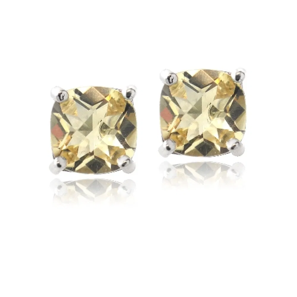 Sterling Silver 1.6ct Citrine Cushion-Cut Stud Ohrringe, 6mm